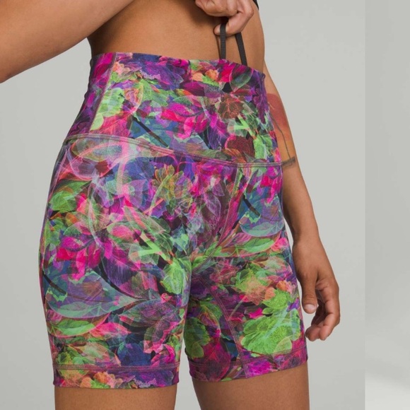 lululemon wunder train high rise shorts 6in size 8 vivid floral tone multi - Picture 5 of 14